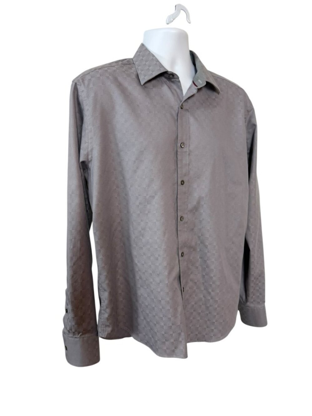 BUGATCHI Men's L Dress Shirt Lavender Cotton Shaped fit French Cuff Style